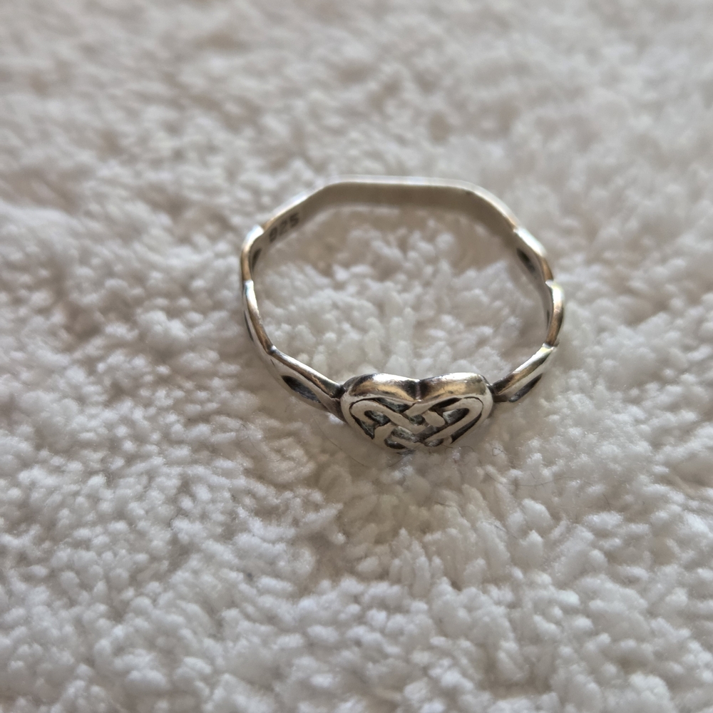 Silver Heart Knot Ring
